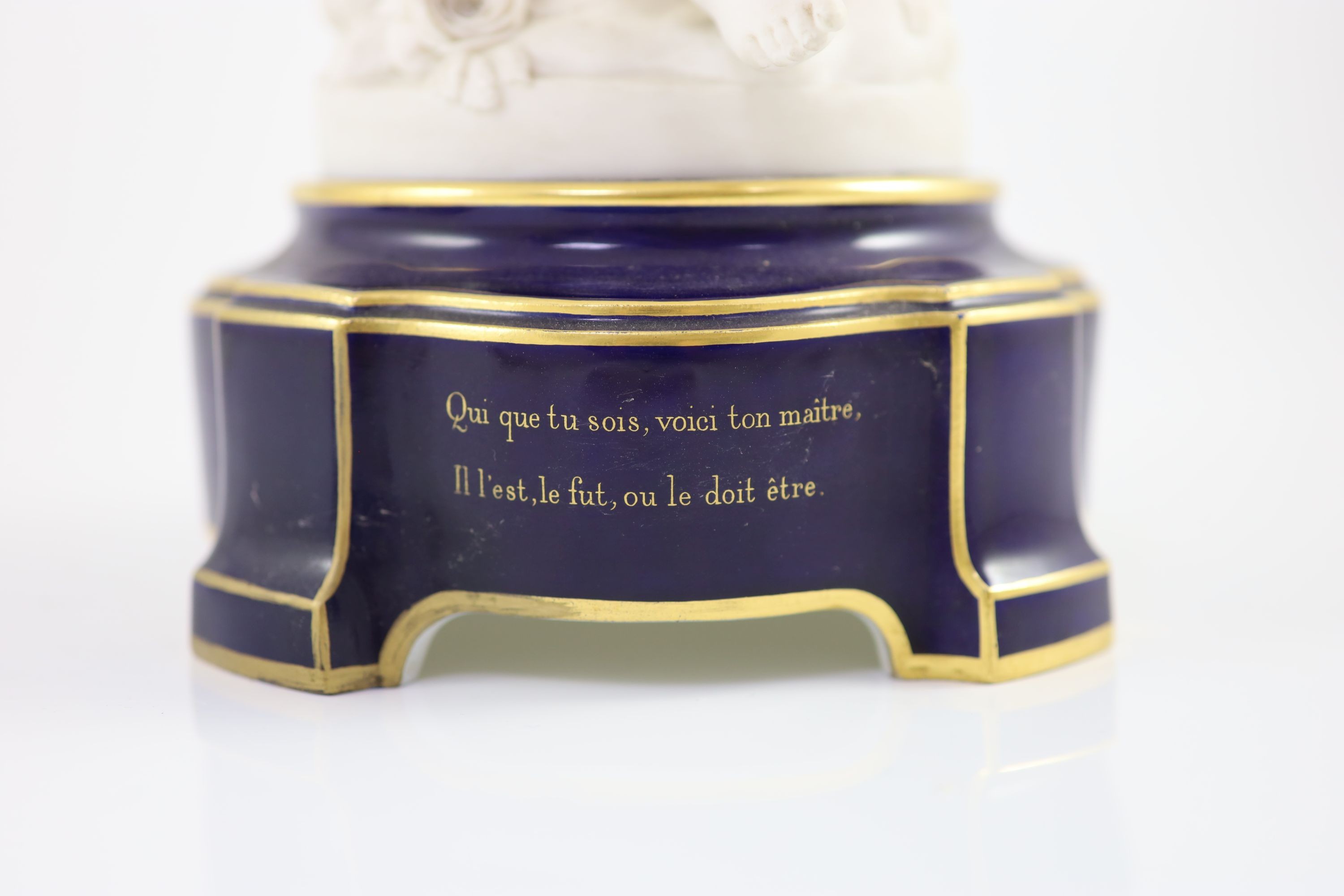 A Sevres biscuit porcelain figure of a cherub, c.1882-4, 31.5 cm high, foot restoration